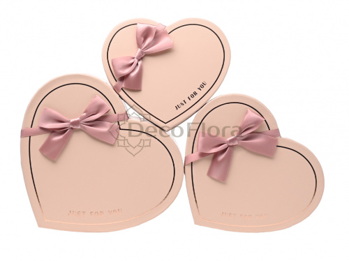 Набор коробок из 3-х штук сердце Just For You 22,2*19,5*9 пудровый